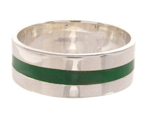 Sterling Silver Malachite Inlay Ring Band Size 5 PS59519