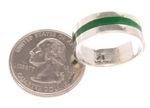 Malachite Inlay Silver Southwestern Ring Band Size 6-1/4 PS59525