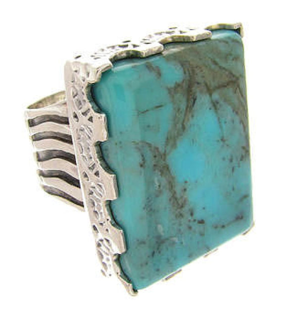 Southwestern Turquoise Sterling Silver Ring Size 5-1/2 YS60485