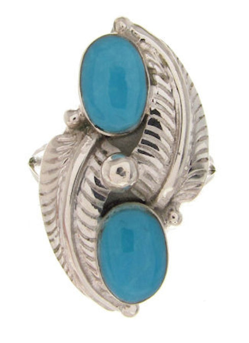 Genuine Sterling Silver Turquoise Ring Size 4-3/4 OS58837