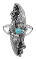 Silver Turquoise Southwestern Leaf Jewelry Ring Size 6-1/2 YS60234