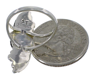 Silver And Turquoise Southwestern Leaf Jewelry Ring Size 4-3/4 YS60300