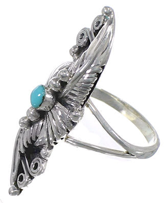Leaf Jewelry Turquoise Silver Southwest Ring Size 6-1/2 YS60336