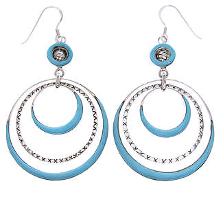 Turquoise Inlay And Sterling Silver Hook Earrings IS59666