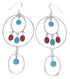 Southwest Sterling Silver Jewelry Coral and Turquoise Hook Dangle Earrings IS59704