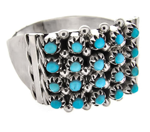 Native American Turquoise Silver Jewelry Ring Size 7-3/4 BW77767