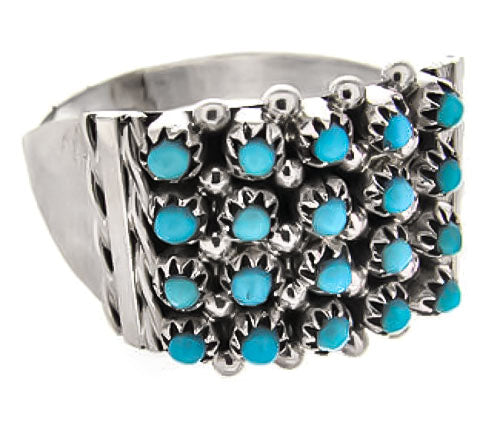 Native American Turquoise Silver Jewelry Ring Size 7-3/4 BW77767