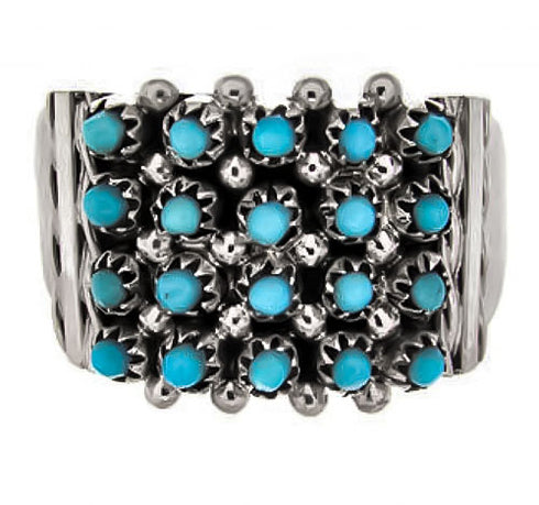 Native American Turquoise Silver Jewelry Ring Size 7-3/4 BW77767
