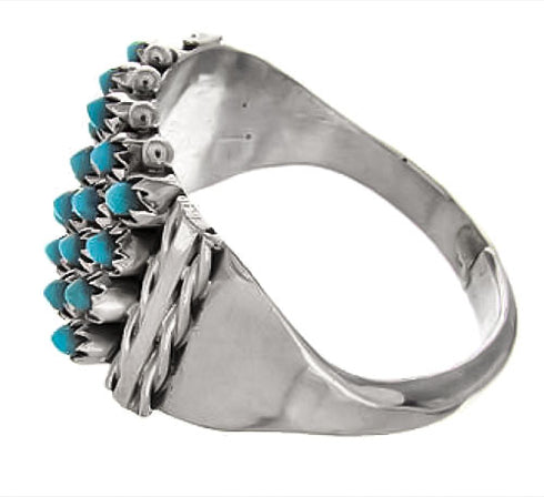 Native American Turquoise Silver Jewelry Ring Size 7-3/4 BW77767