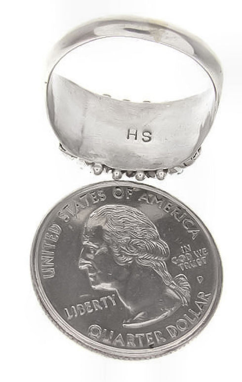 Native American Turquoise Silver Jewelry Ring Size 7-3/4 BW77767