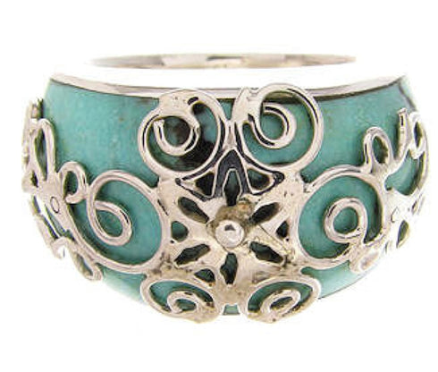 Turquoise Silver Southwestern Jewelry Ring Size 6-3/4 YS61054
