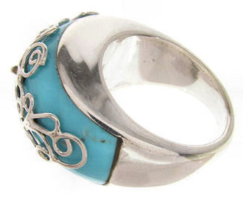 Turquoise Silver Jewelry Southwest Ring Size 6-3/4 YS61084