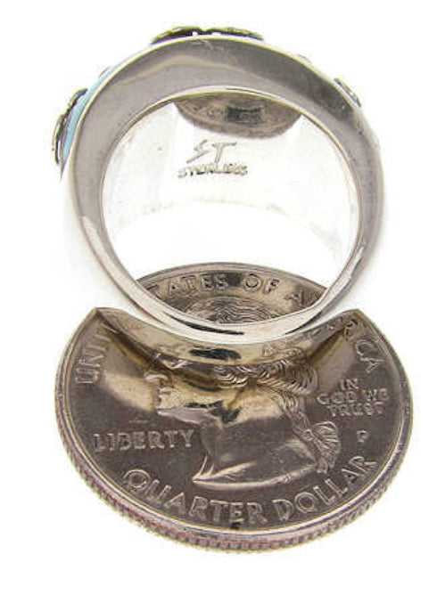 Turquoise Silver Jewelry Southwest Ring Size 6-3/4 YS61084