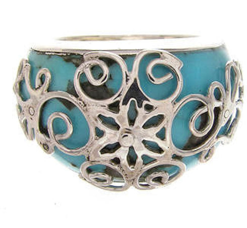Southwest Silver Turquoise Ring Size 4-3/4 YS61106