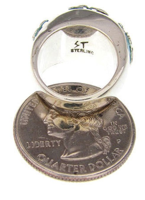 Southwest Silver Turquoise Ring Size 4-3/4 YS61106