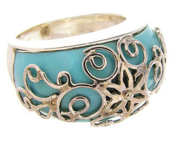 Southwest Jewelry Sterling Silver Turquoise Ring Size 4-3/4 YS61116