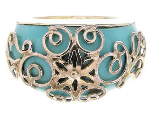 Southwest Jewelry Sterling Silver Turquoise Ring Size 4-3/4 YS61116