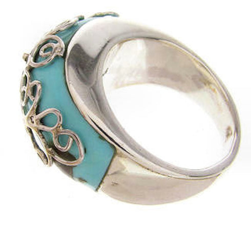 Southwest Jewelry Sterling Silver Turquoise Ring Size 4-3/4 YS61116