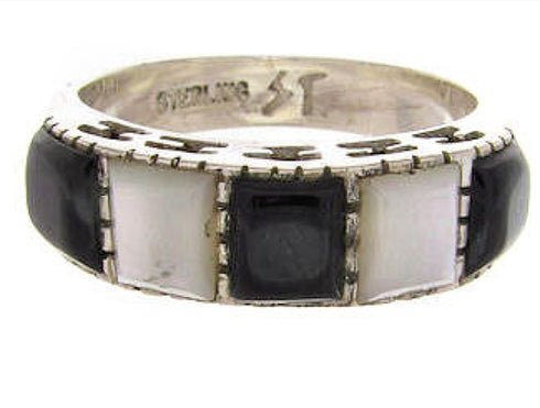 Mother Of Pearl Jet Southwest Silver Jewelry Ring Size 5-1/2 MW64207
