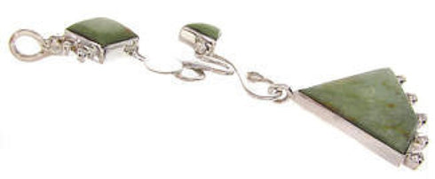 Southwest Green Agate Pendant Sterling Silver Jewelry IS59866