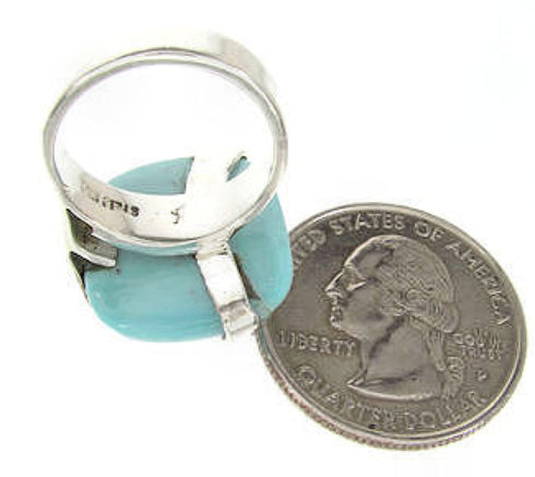 Turquoise Southwest Sterling Silver Ring Jewelry Size 5-1/4 IS61370