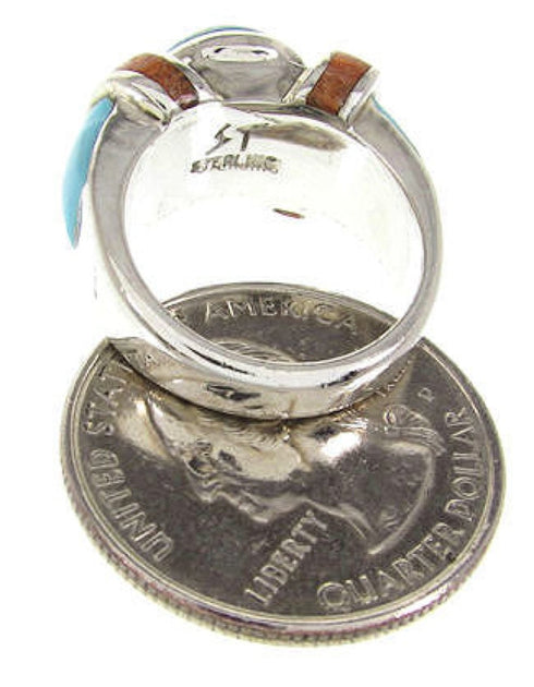 Southwestern Turquoise Apple Coral Jewelryl Ring Size 6-1/4 BW62715