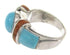 Southwestern Turquoise And Apple Coral Jewelry Ring Size 5-1/4 BW62728