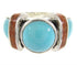 Turquoise And Apple Coral Southwest Ring Size 5-1/4 BW62734