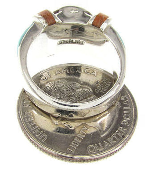 Turquoise And Apple Coral Southwest Ring Size 5-1/4 BW62734