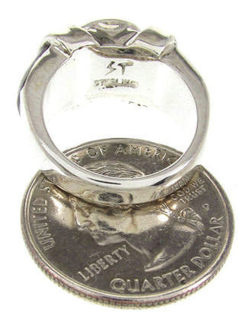 Jet And Genuine Sterling Silver Southwestern Ring Size 5 BW62886
