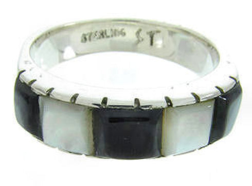 Jet And Mother Of Pearl Inlay Southwestern Ring Size 5-1/2 AW63738