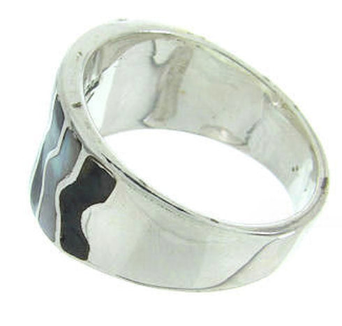 Jet Mother Of Pearl Sterling Silver Southwest Ring Size 4-3/4 AW63781