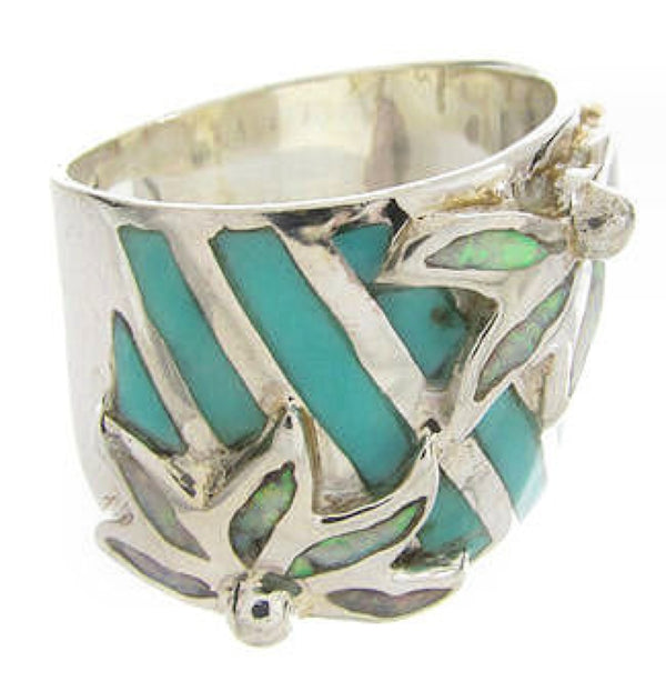 Opal Silver And Turquoise Ring Southwest Jewelry Size 4-3/4 IS60609