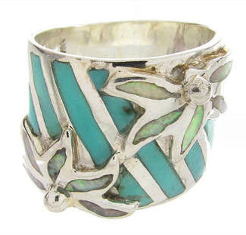 Opal Silver And Turquoise Ring Southwest Jewelry Size 4-3/4 IS60609