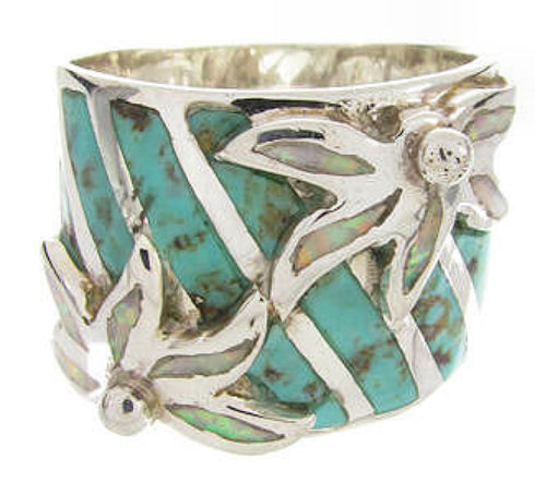 Sterling Silver Turquoise Opal Flower Ring Size 4-1/2 IS60620