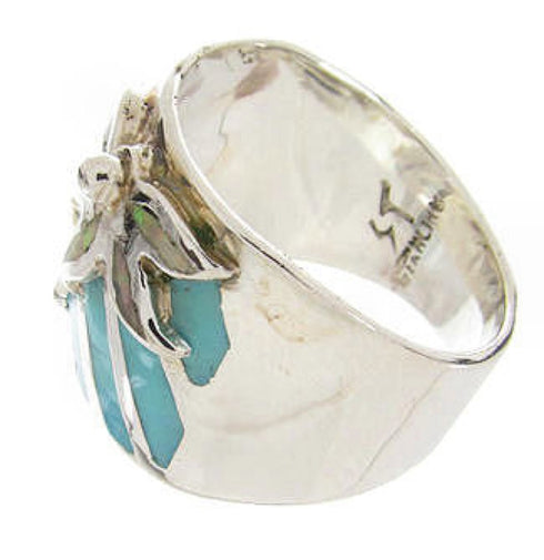 Sterling Silver Opal And Turquoise Ring Size 4-3/4 IS60641