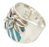Floral Turquoise Opal Inlay Sterling Silver Ring Size 5-1/4 IS60649