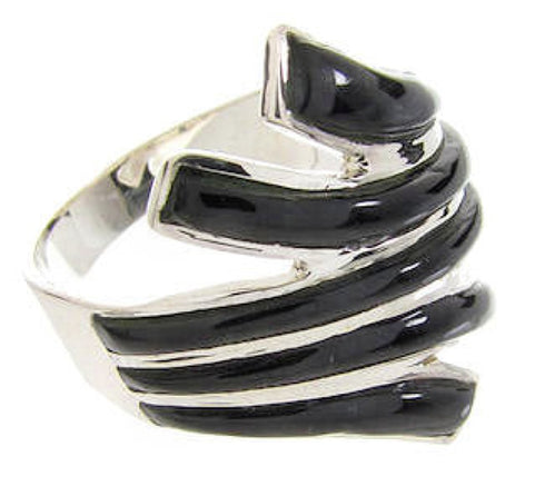Onyx Inlay Silver Jewelry Size 4-3/4 PX36383