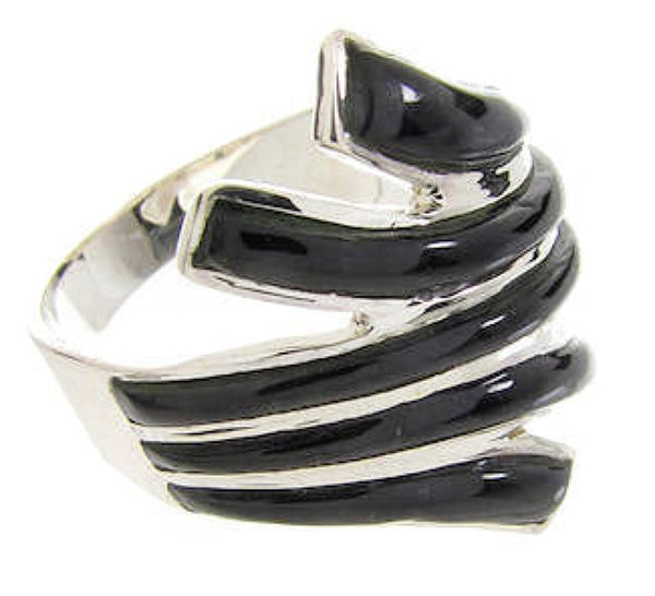 Onyx Inlay Southwest Sterling Silver Ring Size 8-1/2 Jewelry PX36405