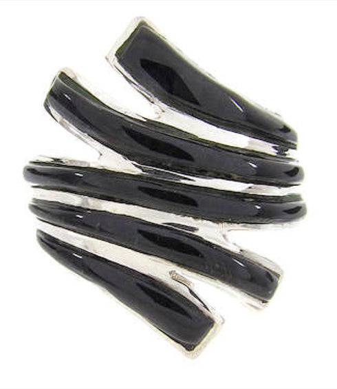 Onyx Inlay Jewelry Southwestern Ring Size 6-1/2 PX36396