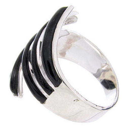 Onyx Inlay Jewelry Southwestern Ring Size 6-1/2 PX36396
