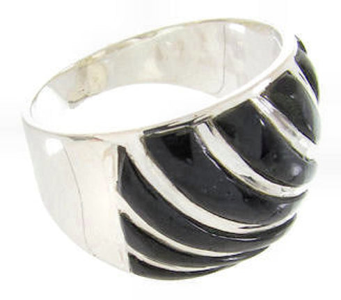 Southwest Silver Onyx Jewelry Ring Size 5-1/4 YS61583