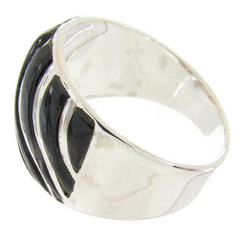 Southwest Silver Onyx Jewelry Ring Size 5-1/4 YS61583