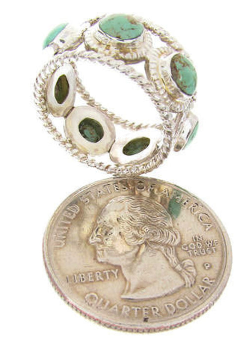 Southwestern Turquoise and Silver Ring Size 5-1/4 PS61512