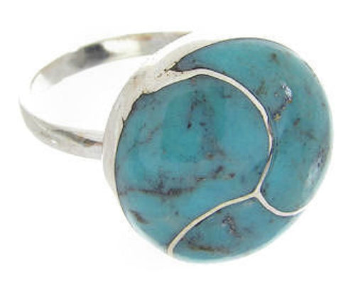 Southwestern Sterling Silver Turquoise Jewelry Ring Size 6-1/4 AX87673