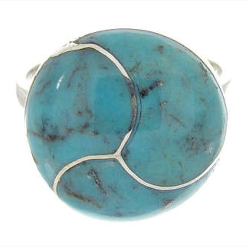 Southwestern Sterling Silver Turquoise Jewelry Ring Size 6-1/4 AX87673