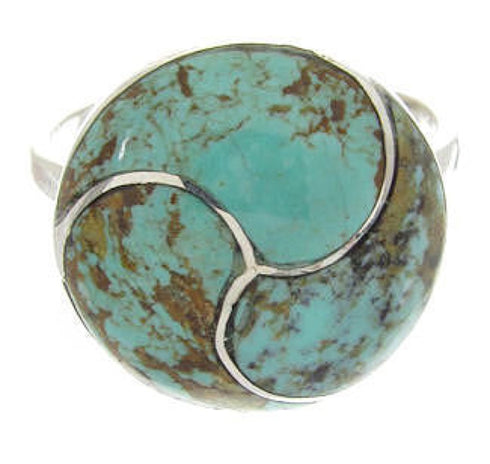 Turquoise Inlay Silver Southwest Jewelry Ring Size 7-1/4 YS63438