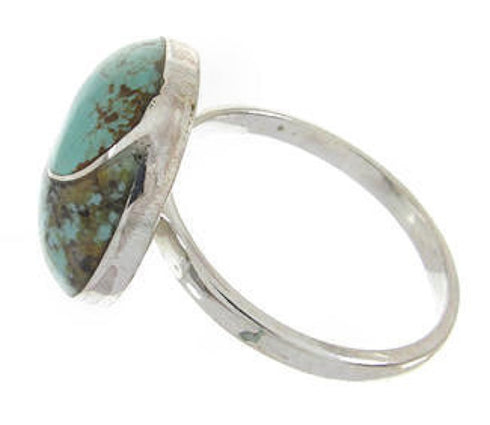 Turquoise Inlay Silver Southwest Jewelry Ring Size 7-1/4 YS63438