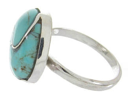 Southwest Silver Turquoise Inlay Jewelry Ring Size 6-3/4 YS63451