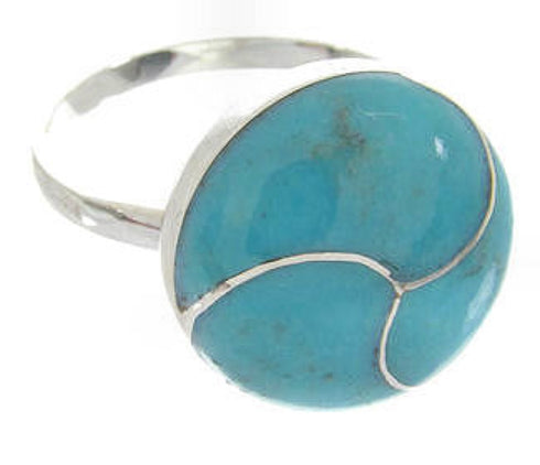Turquoise Inlay Silver Jewelry Ring Size 4-1/2 AX87674